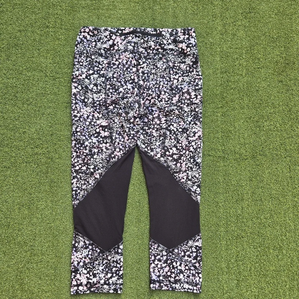 Lululemon Leggings Women's Size 6 Floral Pace Rival Crop